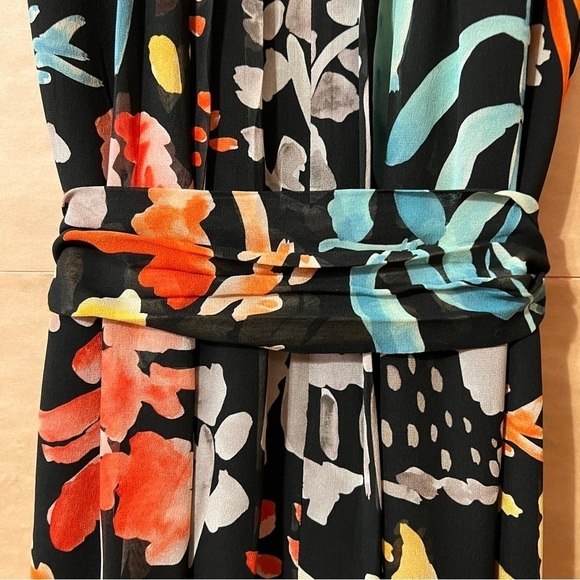 Lafayette 148 | Nia Blooming Eden Silk Midi Dress Pleated Tie Waist Size M - Picture 15 of 15